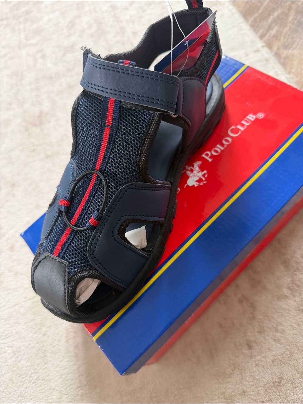 Beverly Hills Polo Club Navy & Red Kids Sport Sandals
